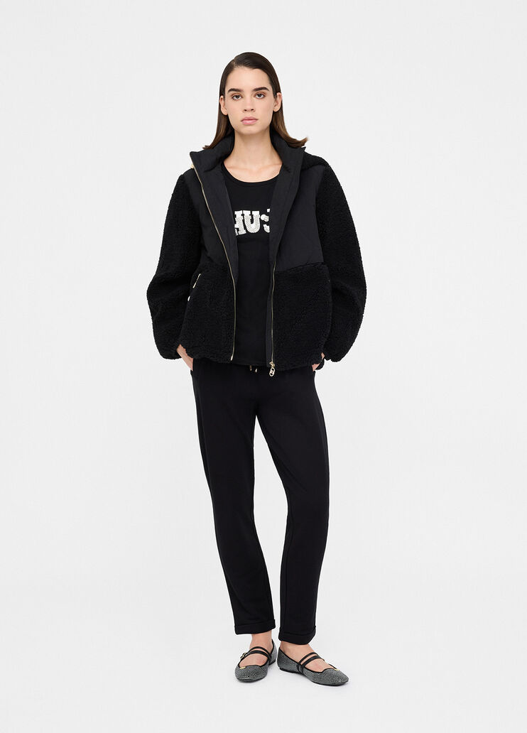 Felpa teddy con cappuccio nero Liu Jo - medium