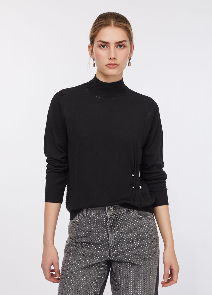 Wollpullover mit Perlen Schwarz Liu Jo - large image number 0