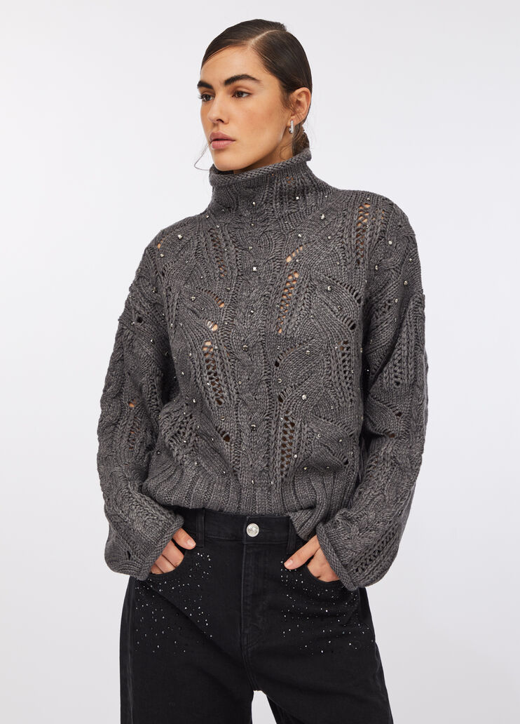 Polo-neck with gemstones grey Liu Jo - medium