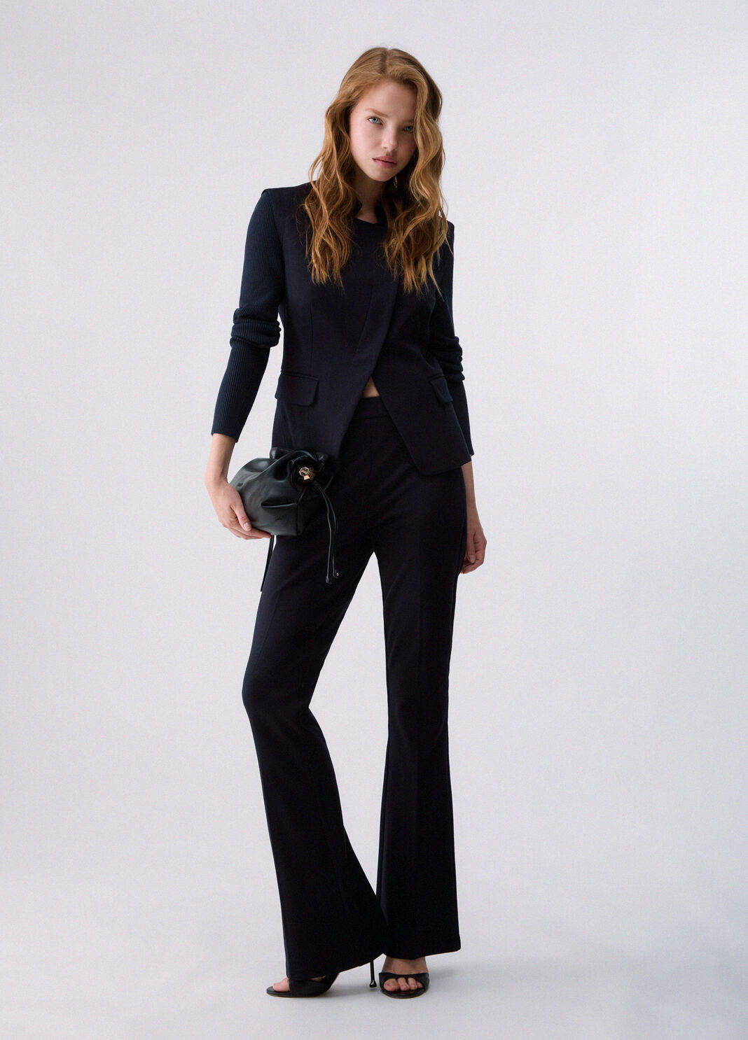 Flare pants in punto milano dark blue Liu Jo - large image number 5