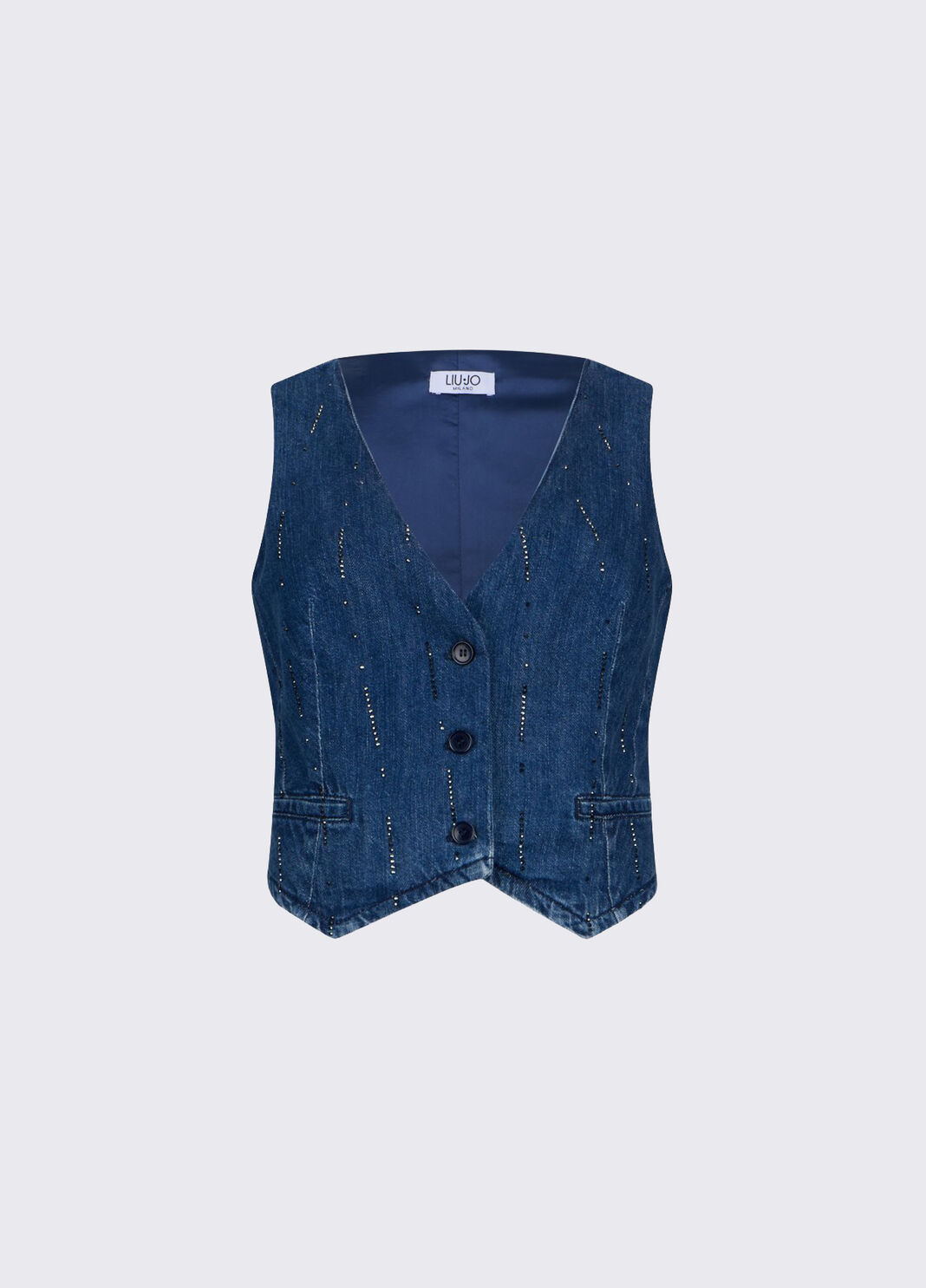 Denim waistcoat with rhinestones blue denim Liu Jo - large image number 6