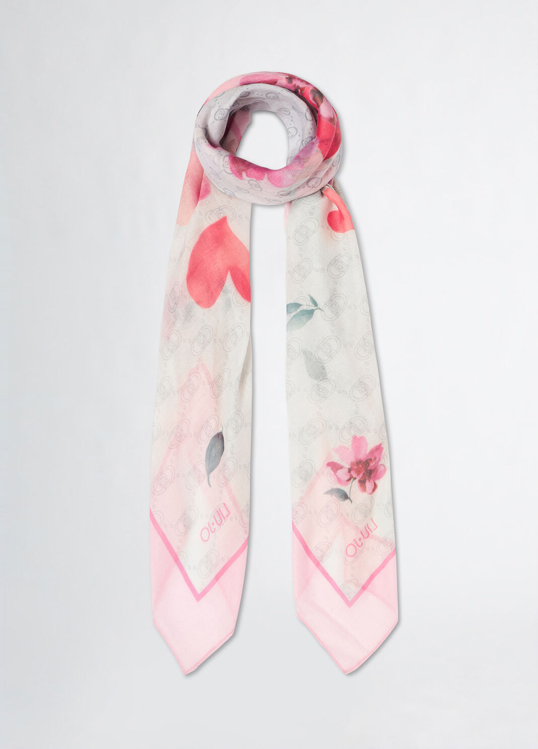Foulard con stampa floreale e logo rosa Liu Jo - large image number 2