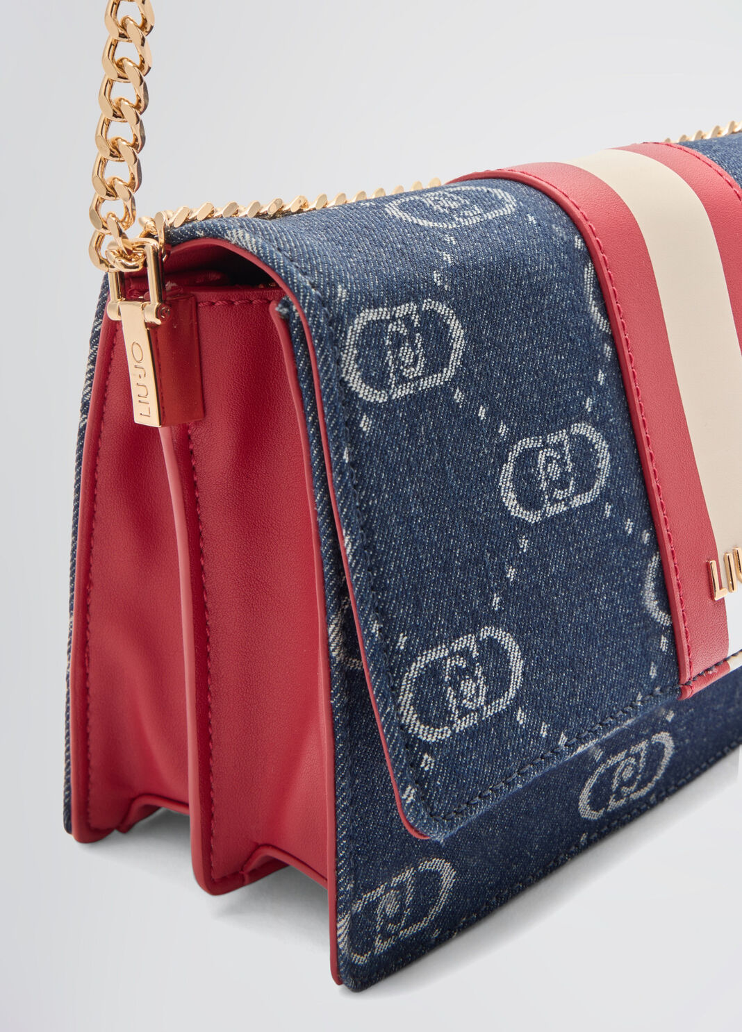 Sac &agrave; bandouli&egrave;re petit format jacquard denim bleu fonc&eacute; Liu Jo - large image number 9