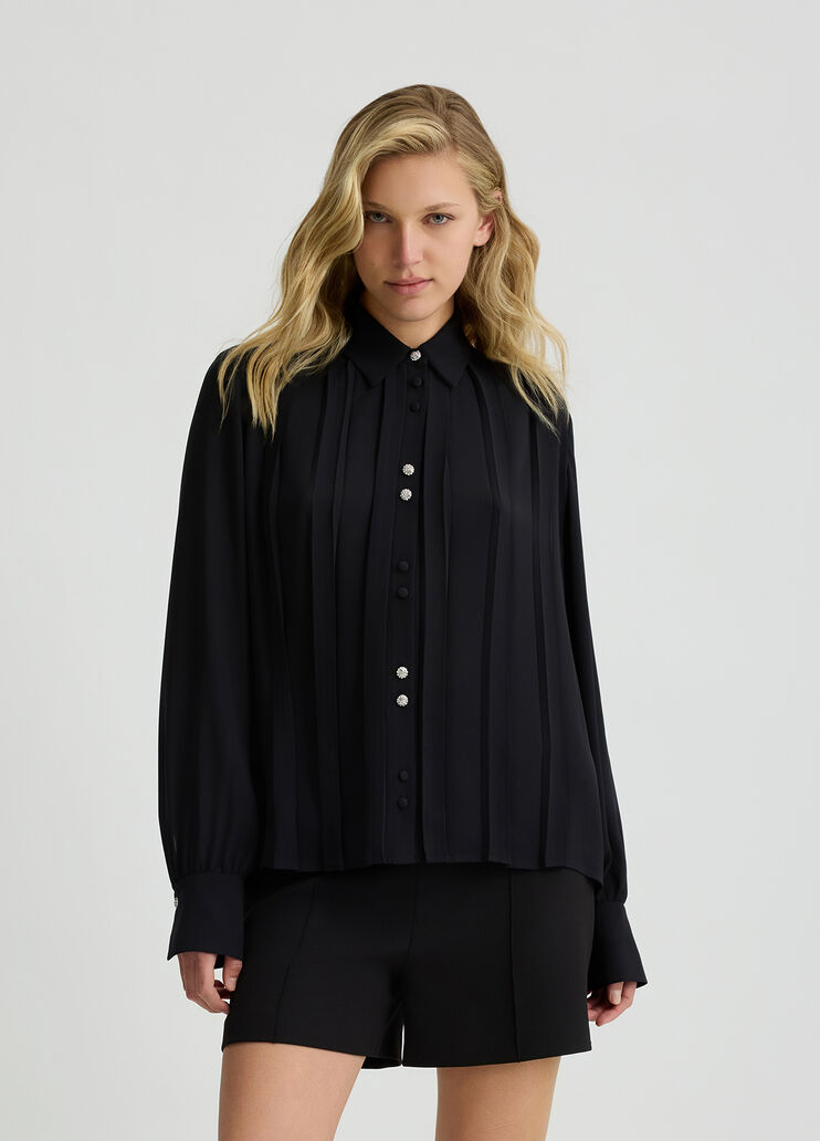 Georgette shirt with pleats black Liu Jo - large image number 0 Georgette shirt with pleats black Liu Jo - large image number 0