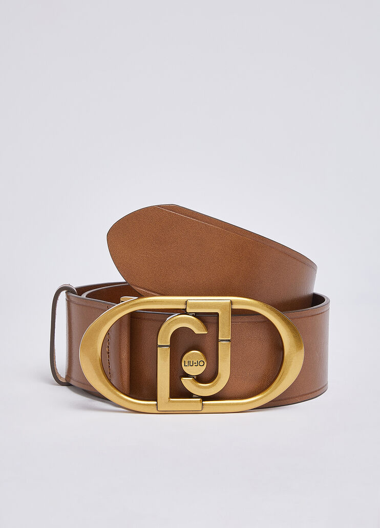 Cintur&oacute;n bustier de piel marr&oacute;n/dorado Liu Jo - large image number 1