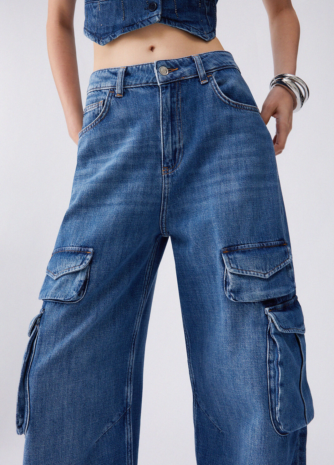 Cargo jeans dark blue denim Liu Jo - large image number 4