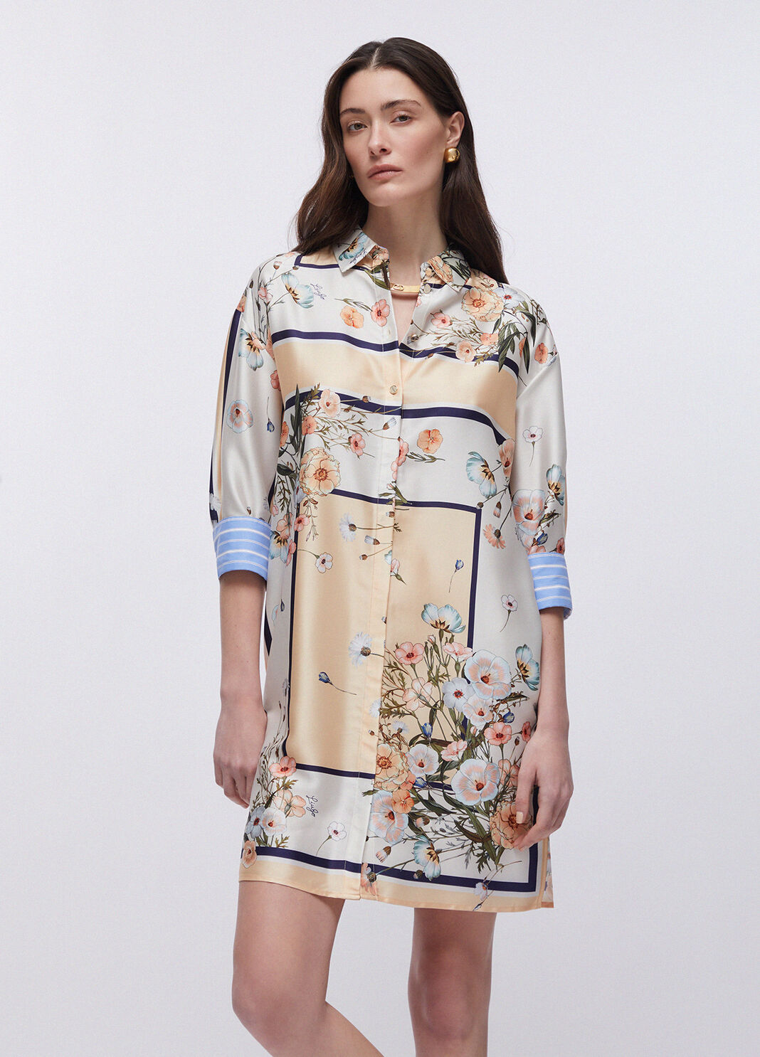 Short printed twill dress orange/light blue Liu Jo - large image number 0