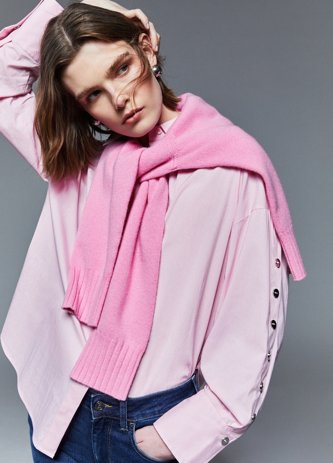 Poplin shirt with studs powder pink Liu Jo - large image number 2