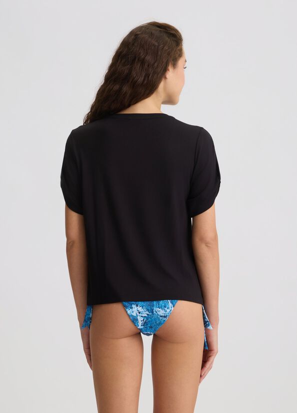 Printed T-shirt with rhinestones black/palm trees Liu Jo - large image number 1