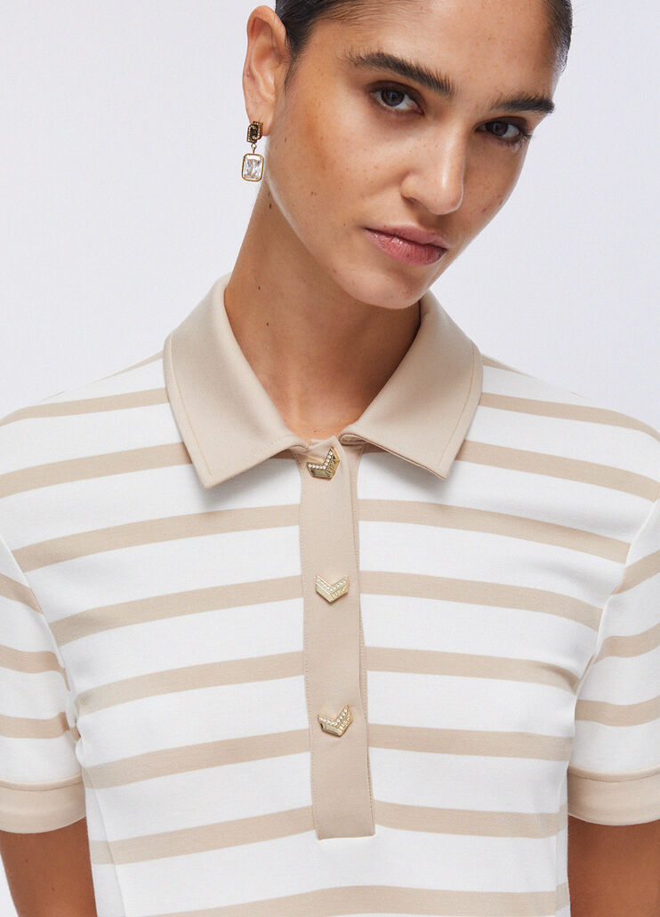 Vestido corto a rayas beige Liu Jo - large image number 4