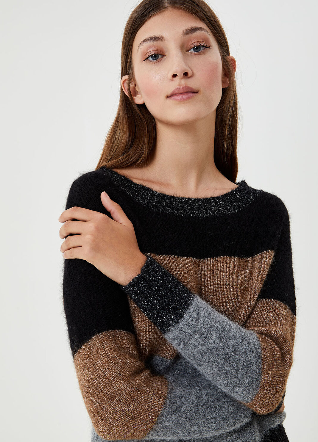 Alpaca and lurex&reg; cardigan Brown Liu Jo - large image number 2