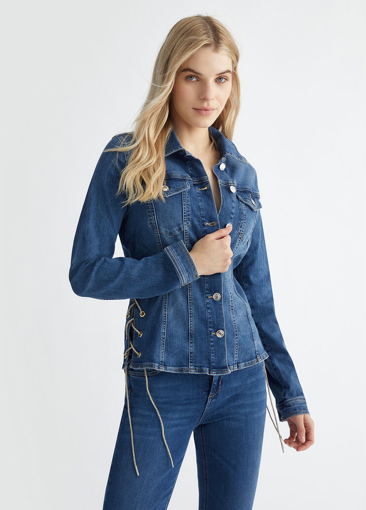 Denim jacket with strings colour blue denim Liu Jo