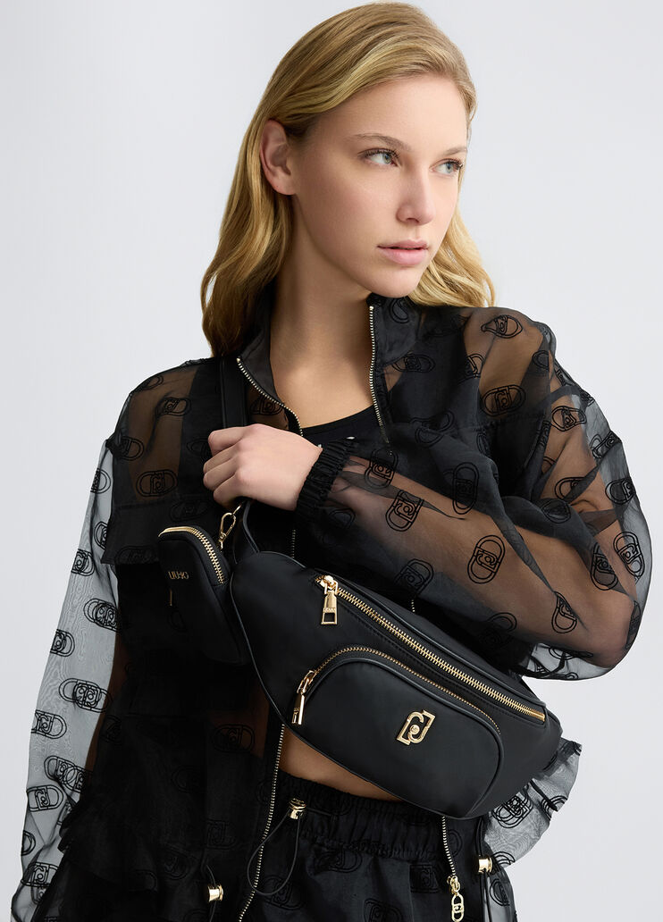 Nylon pouch bag with charm black Liu Jo - medium