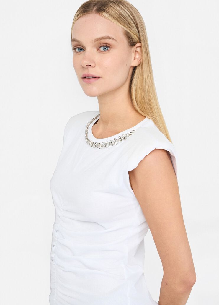 Cotton top with rhinestones white Liu Jo - large image number 3 Cotton top with rhinestones white Liu Jo - large image number 3