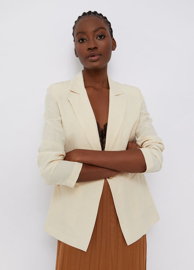 Linen blend blazer ivory Liu Jo - large image number 0