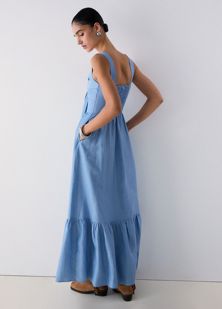 Langes Kleid aus Leinengemisch Hellblau Liu Jo - medium