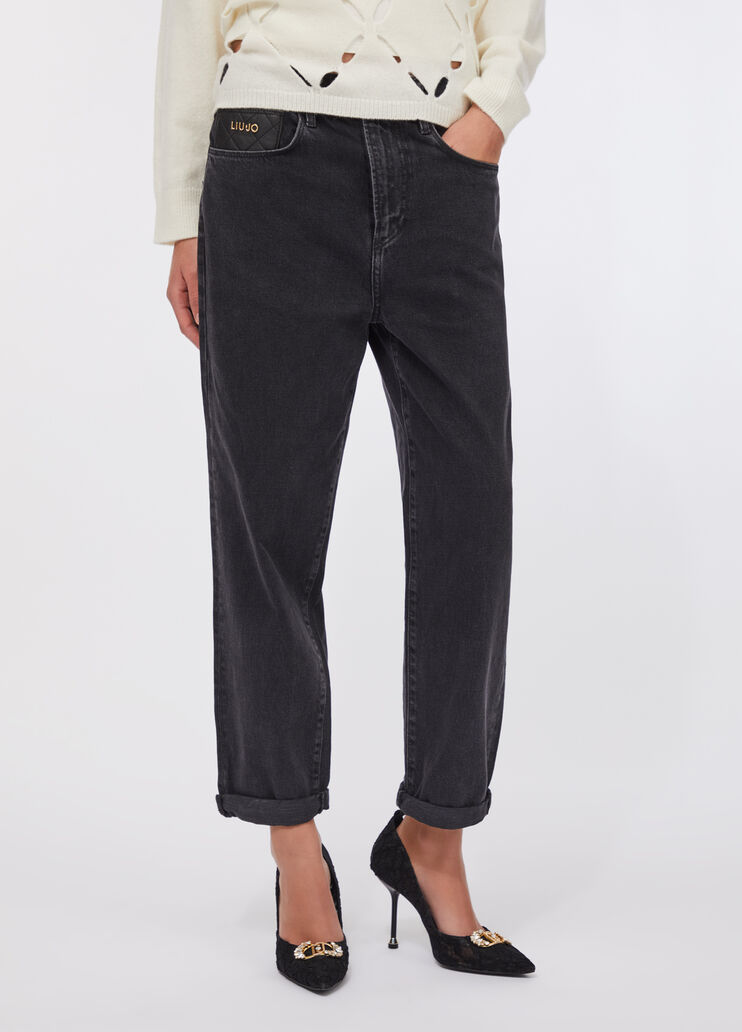 Boyfriend jeans with quilted pocket black denim Liu Jo - large image number 0