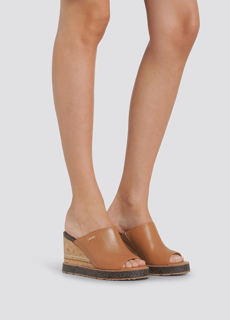 Monogram wedge sabots walnut Liu Jo - large image number 3