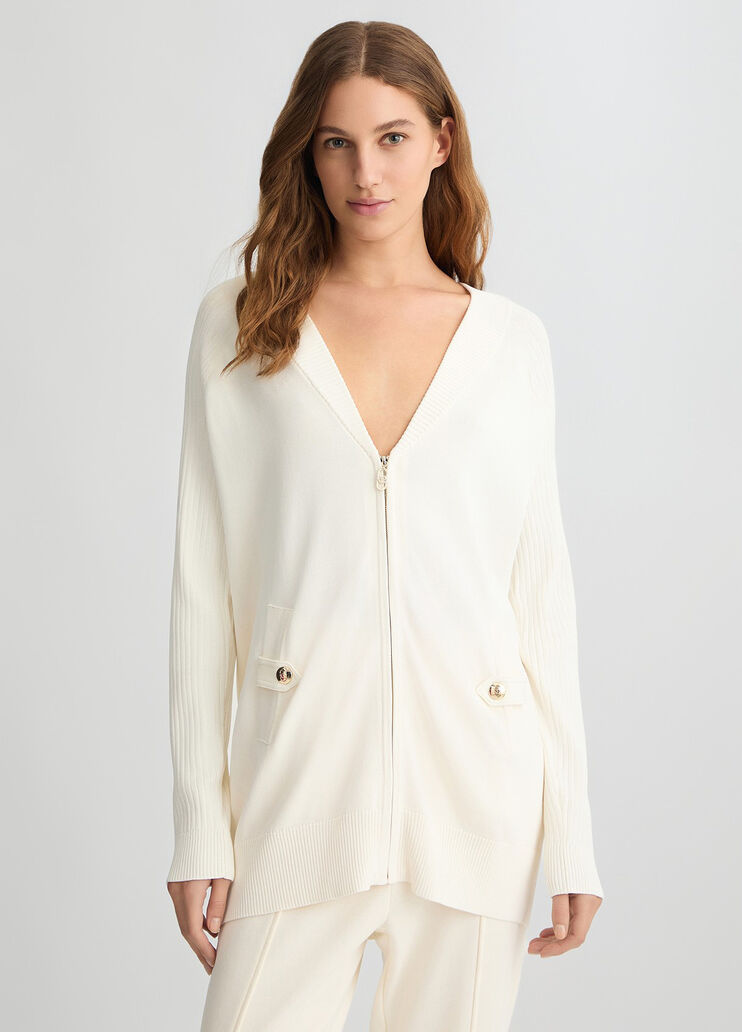 Cardigan with zip white Liu Jo - medium Cardigan with zip white Liu Jo - medium