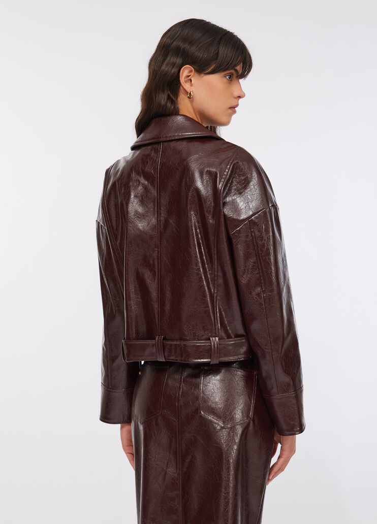 Glossy biker jacket dark brown Liu Jo - large image number 1