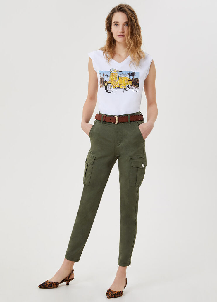 T-shirt with print and appliqués White/scooter Liu Jo - large image number 3