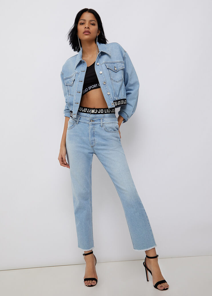 Denim jacket with logoed waistband blue denim Liu Jo - large image number 3 Denim jacket with logoed waistband blue denim Liu Jo - large image number 3