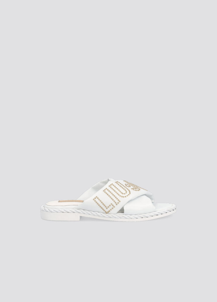 Sandali slider con maxi logo bianco Liu Jo - large image number 0 Sandali slider con maxi logo bianco Liu Jo - large image number 0