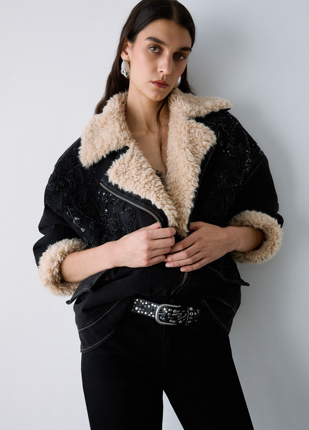 Denim jacket with teddy inserts black denim Liu Jo - large image number 3