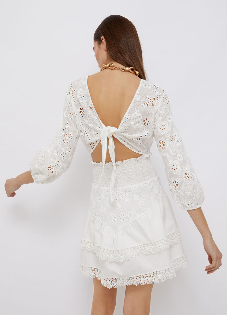 Short broderie anglaise denim dress white Liu Jo - large image number 1 Short broderie anglaise denim dress white Liu Jo - large image number 1