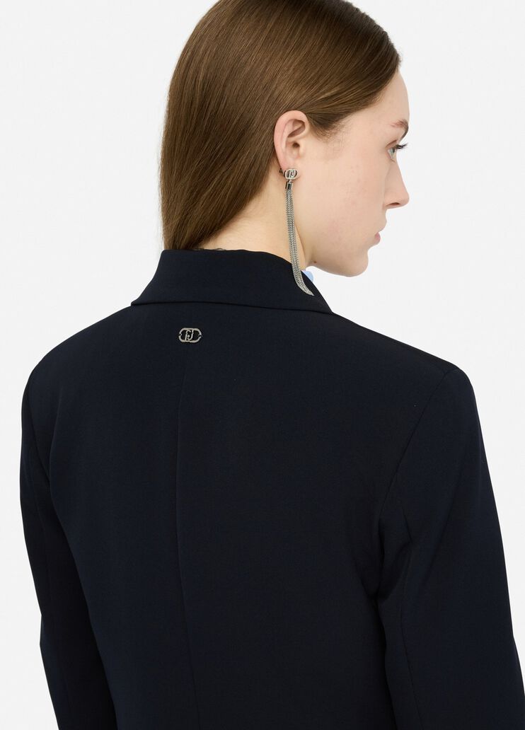 Long jacket with bejewelled embroidery navy blue Liu Jo - large image number 4 Long jacket with bejewelled embroidery navy blue Liu Jo - large image number 4