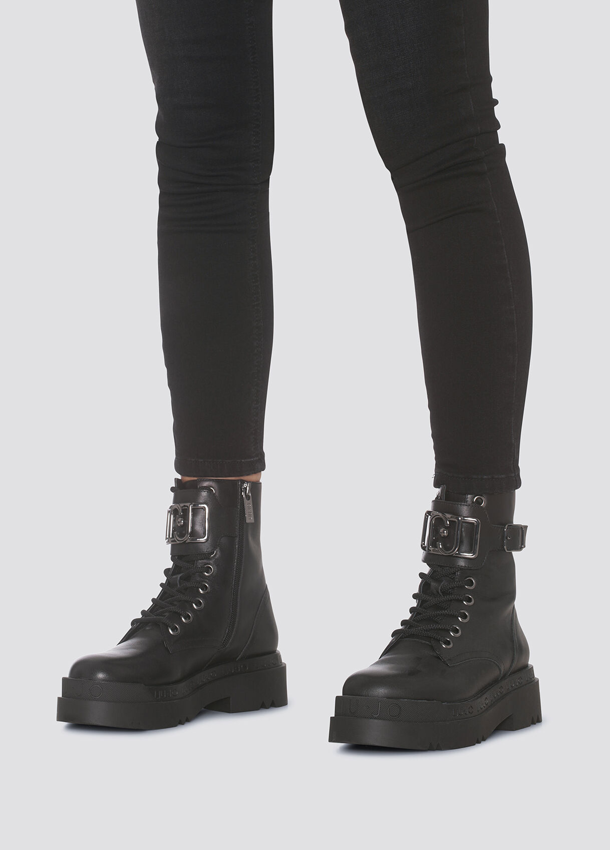 leather platform combat boots