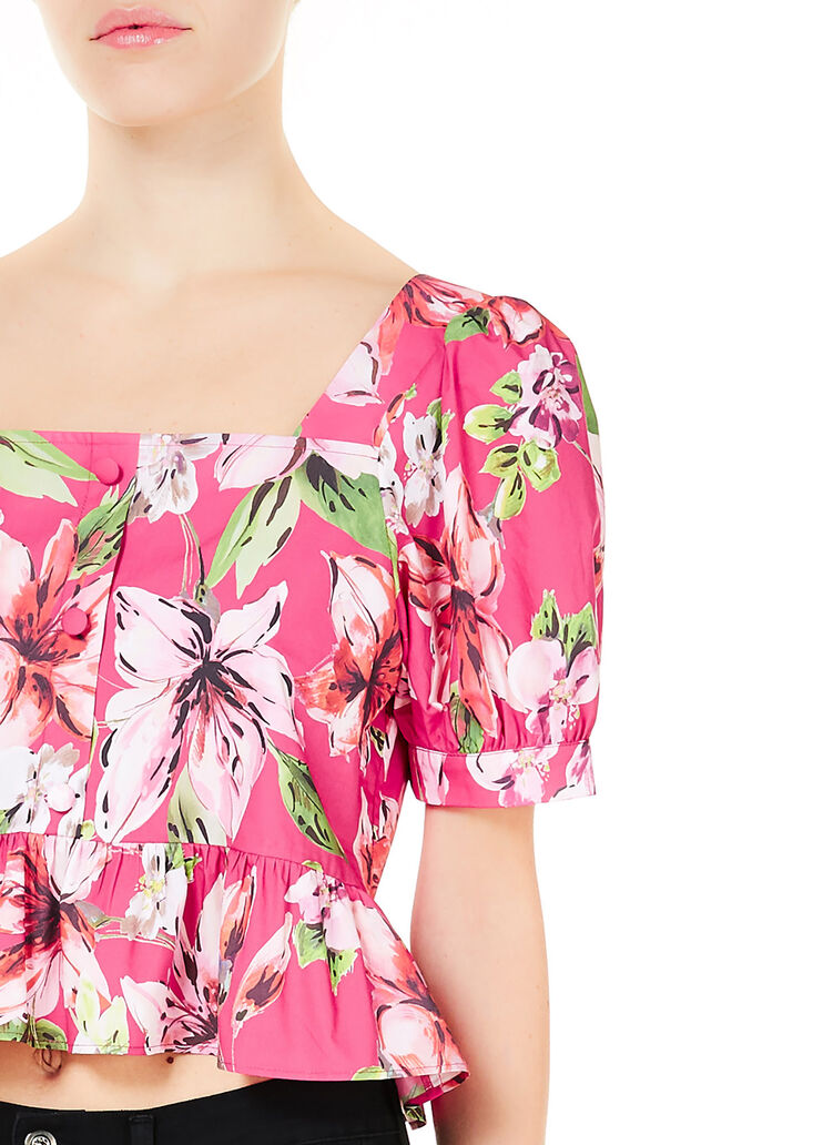 Top with flounces Fuchsia with flowers Liu Jo - large image number 2 Top with flounces Fuchsia with flowers Liu Jo - large image number 2