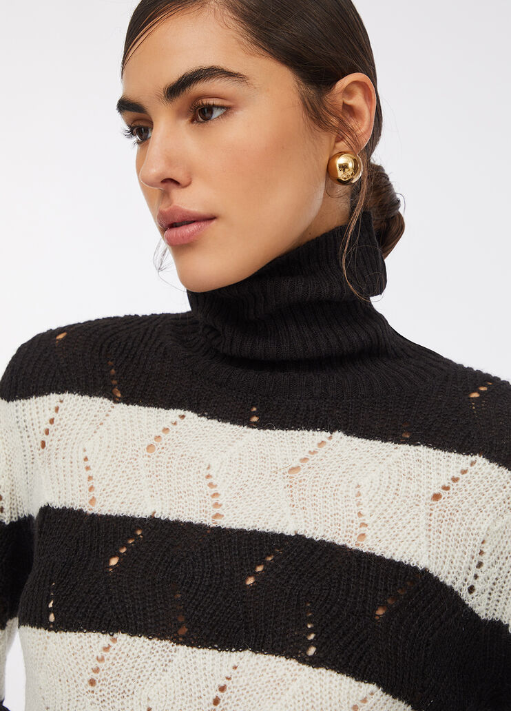 Striped wool and alpaca polo-neck black Liu Jo - large image number 4