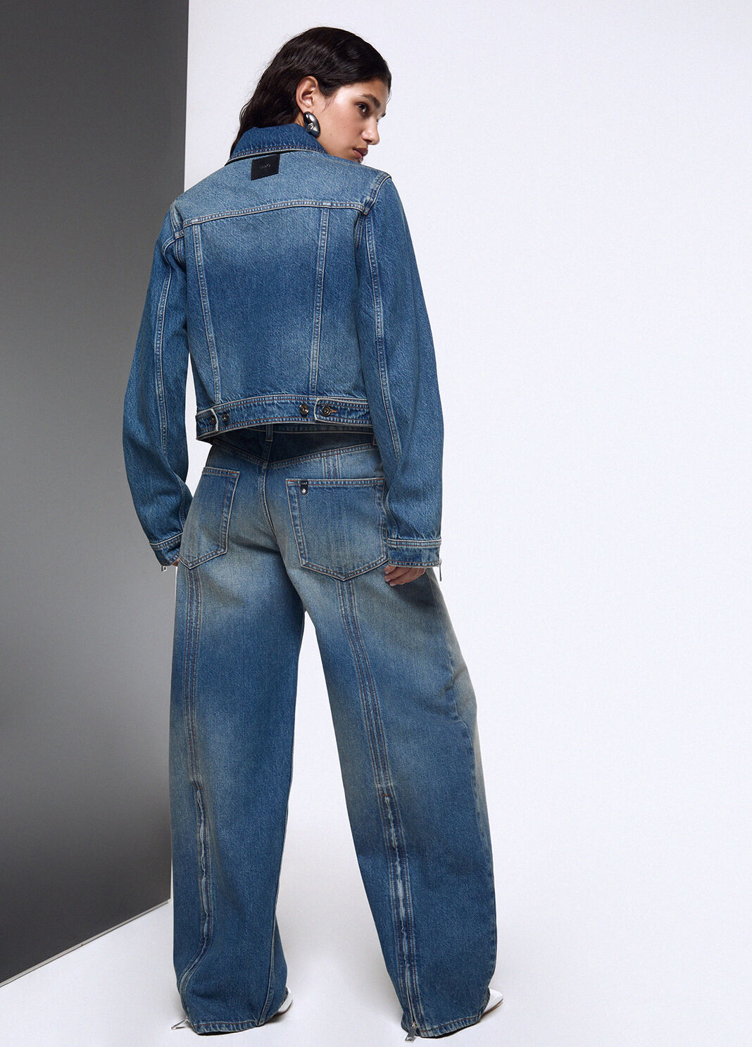 Wide-leg pants with zip blue denim Liu Jo - large image number 1