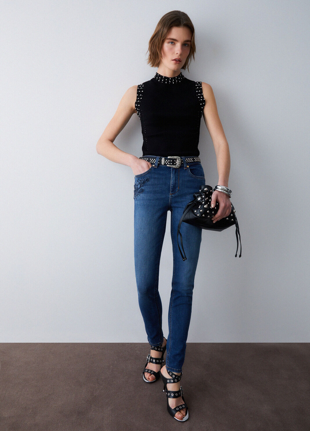 Skinny-Jeans mit Stickerei Denimblau Liu Jo - large image number 2