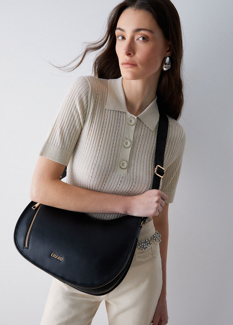Sac hobo format moyen &agrave; fermeture zipp&eacute;e noir Liu Jo - medium