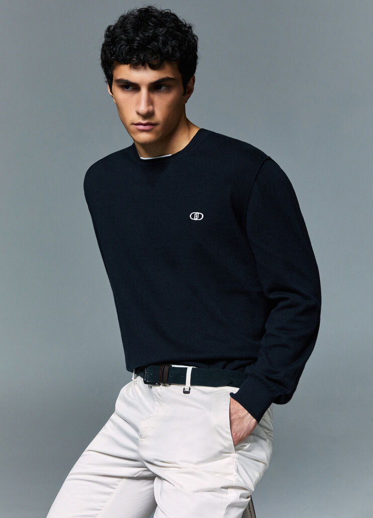 Maille en coton et cachemire bleu fonc&eacute; Liu Jo - medium