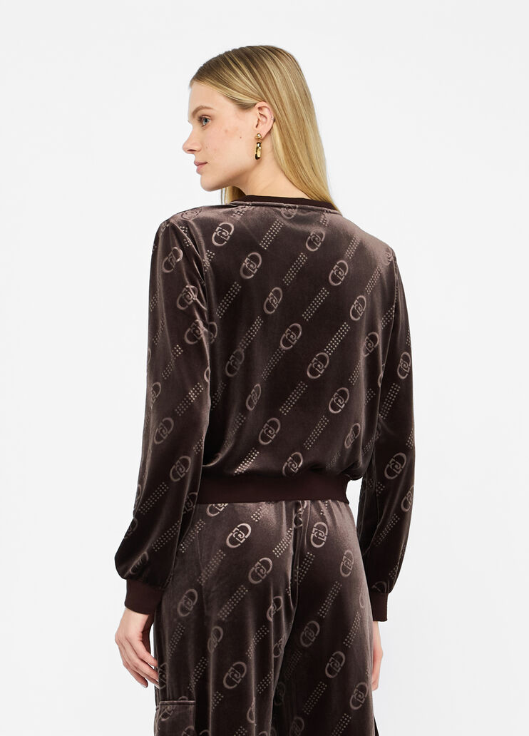 Chenille sweatshirt with logo chocolate Liu Jo - large image number 1