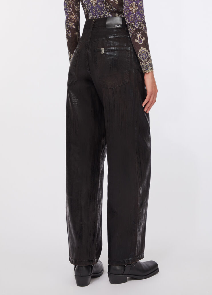 Flared jeans with coated detailing brown denim Liu Jo - large image number 1