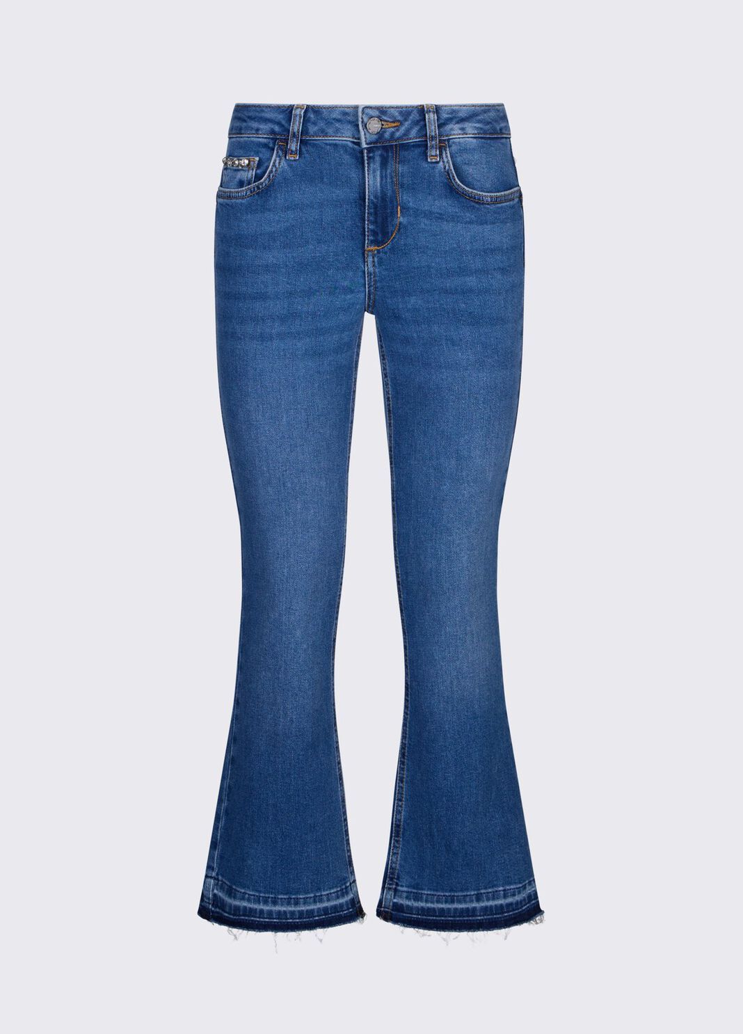Jean bootcut avec ourlets bruts denim bleu fonc&eacute; Liu Jo - large image number 6