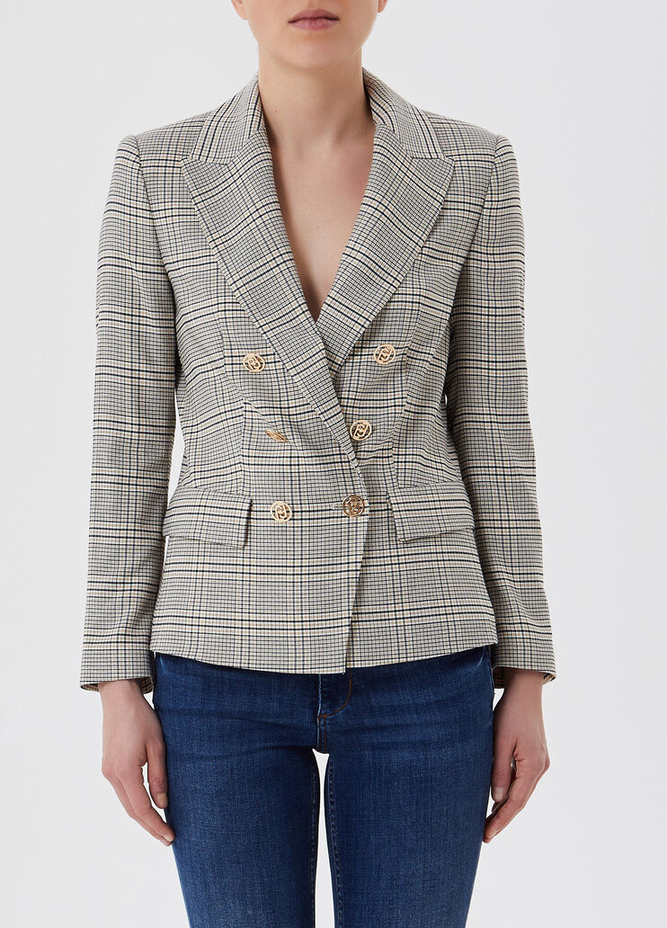 Double-breasted blazer natural check Liu Jo - large image number 0