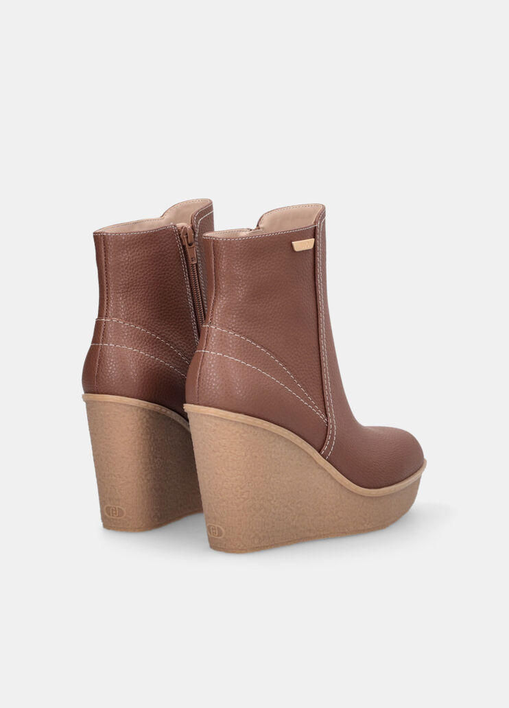 Leather ankle boots with wedge heel chocolate Liu Jo - large image number 3