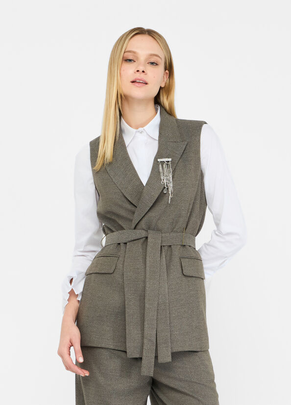 Chevron vest with belt dark beige Liu Jo - medium