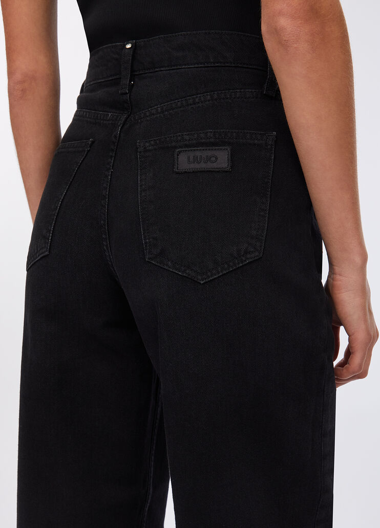 Jean taille basse à jambe large denim noir Liu Jo - large image number 3