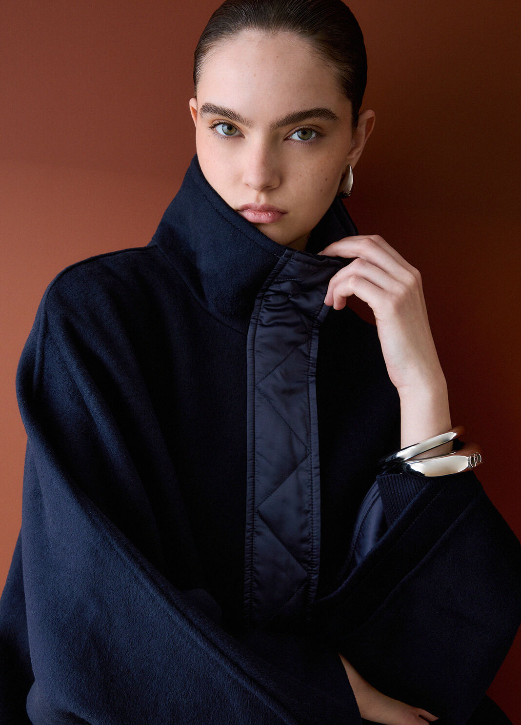 Cape Kimono en Laine bleu fonc&eacute; Liu Jo - large image number 3