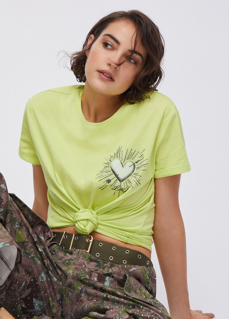 T-shirt avec imprimé et applications jaune Liu Jo - medium