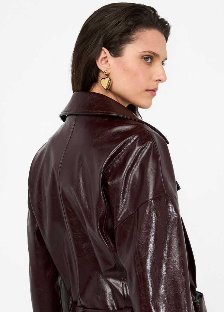 Veste motarde glossy marron foncé Liu Jo - large image number 4 Veste motarde glossy marron foncé Liu Jo - large image number 4