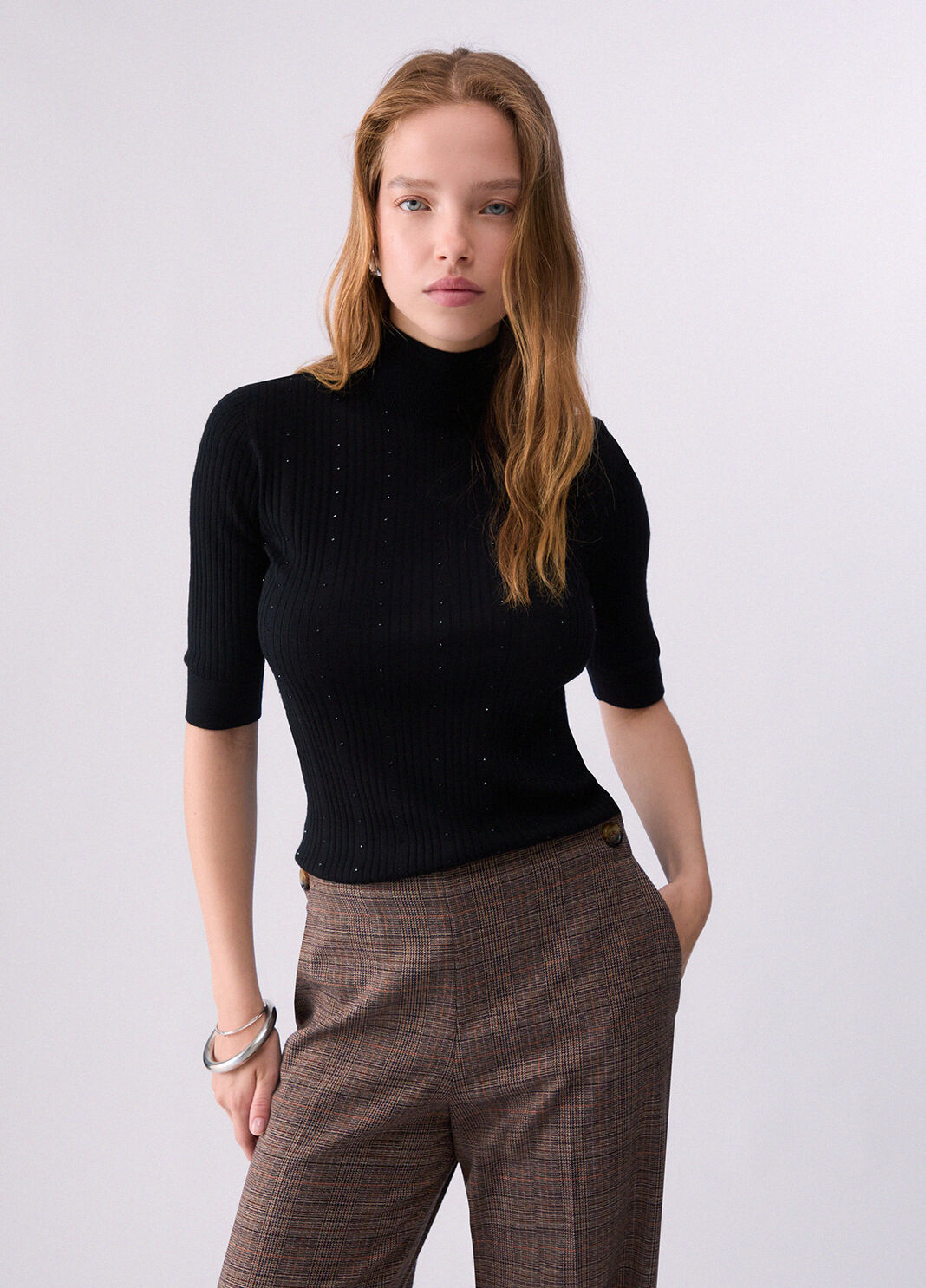 Wool Top with Rhinestones black Liu Jo - large image number 0