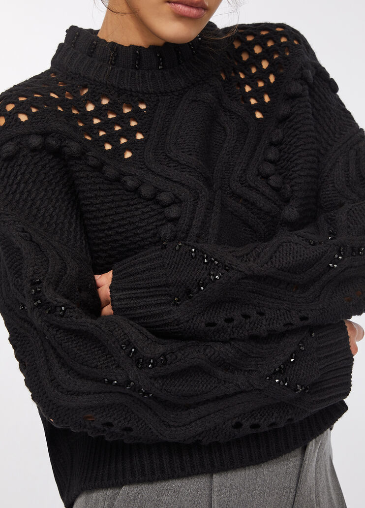 Wool jumper with openwork detailing black Liu Jo - large image number 2