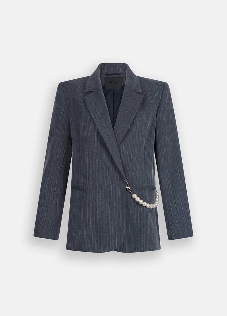 Pinstripe flannel blazer blue pinstripe Liu Jo - large image number 6 Pinstripe flannel blazer blue pinstripe Liu Jo - large image number 6